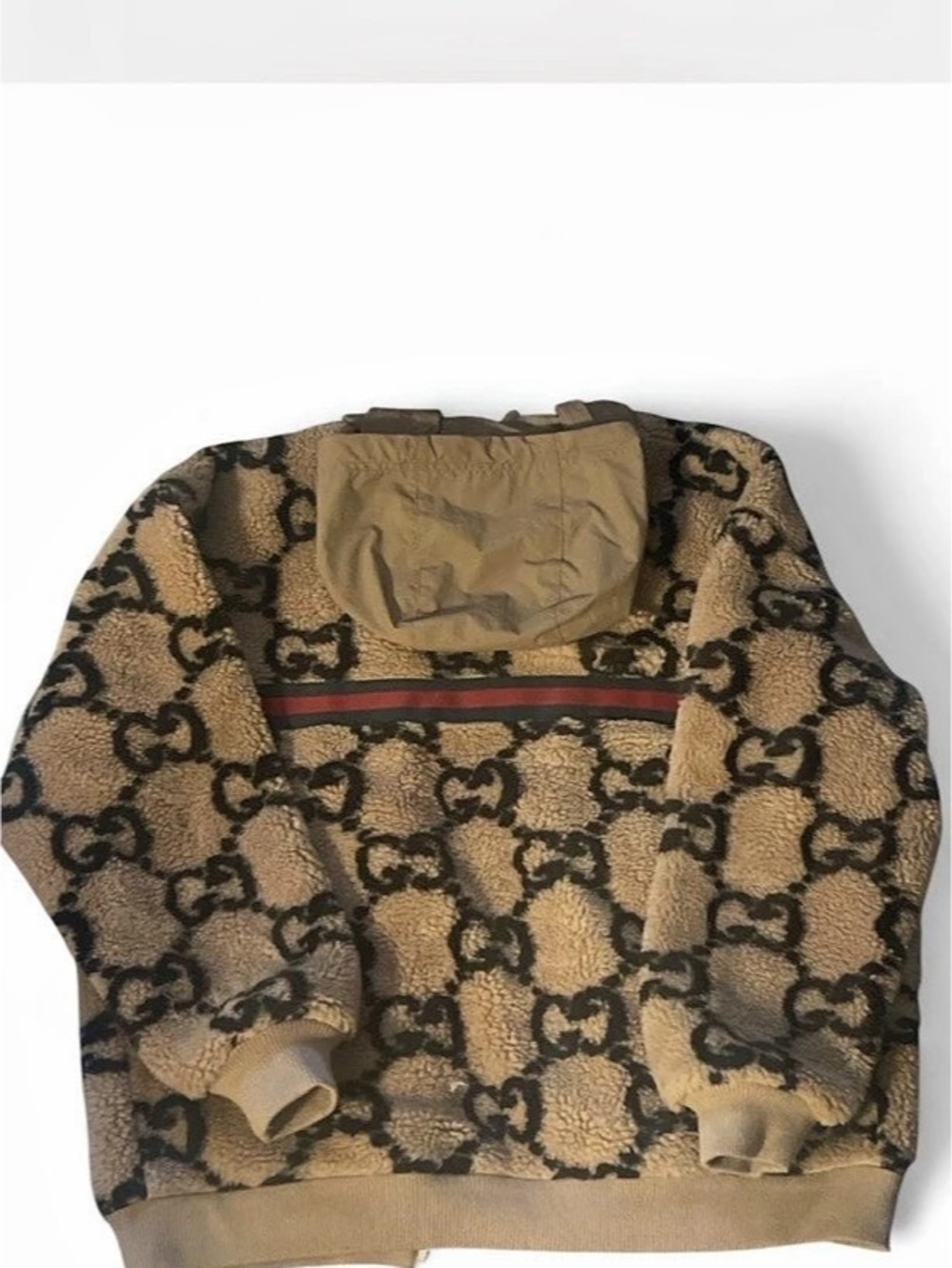 Gucci GG Pattern Wool Fleece Jacket unisex Bomber in Brown & Black